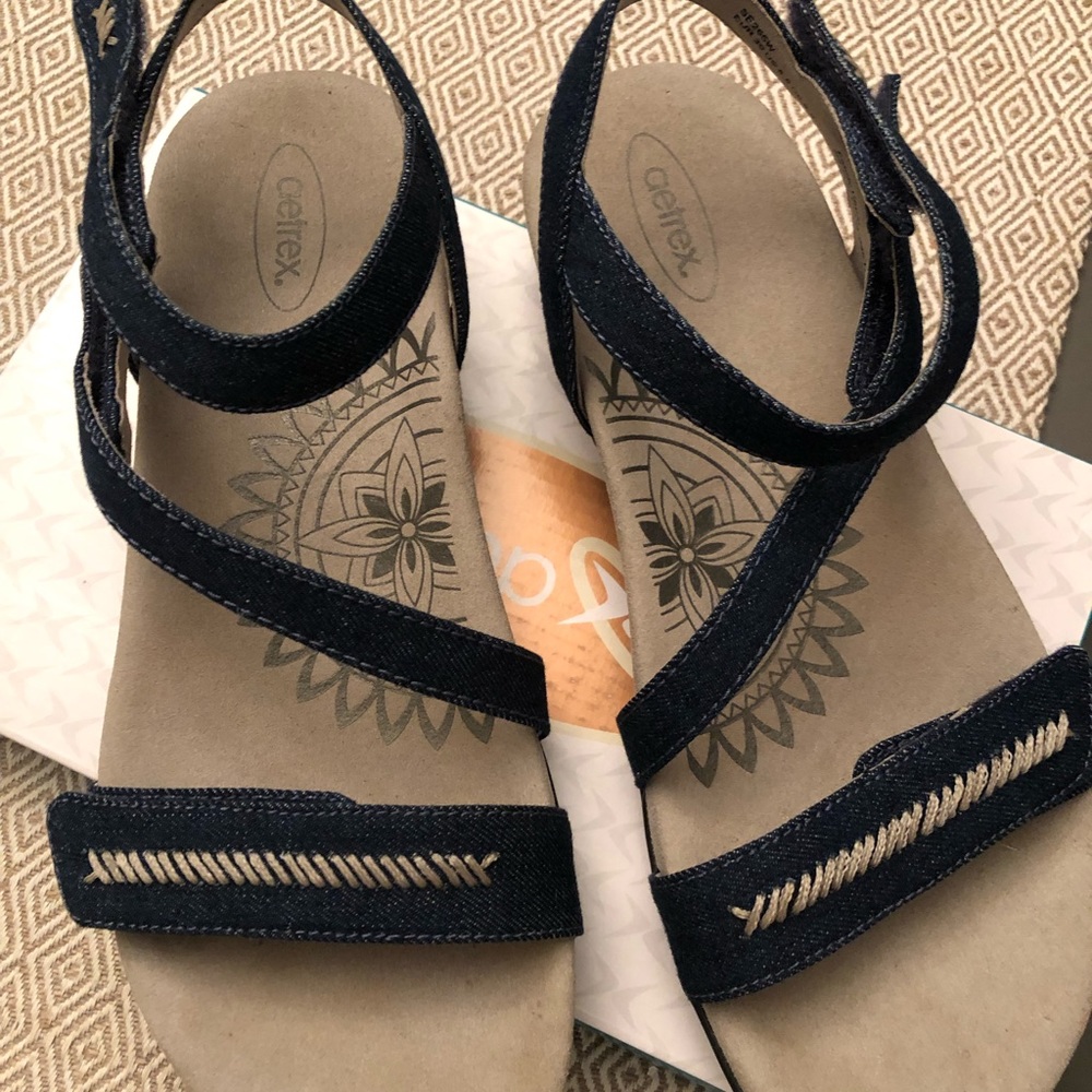 Aetrex Gabby Denim Arch Support Orthotic Sandals